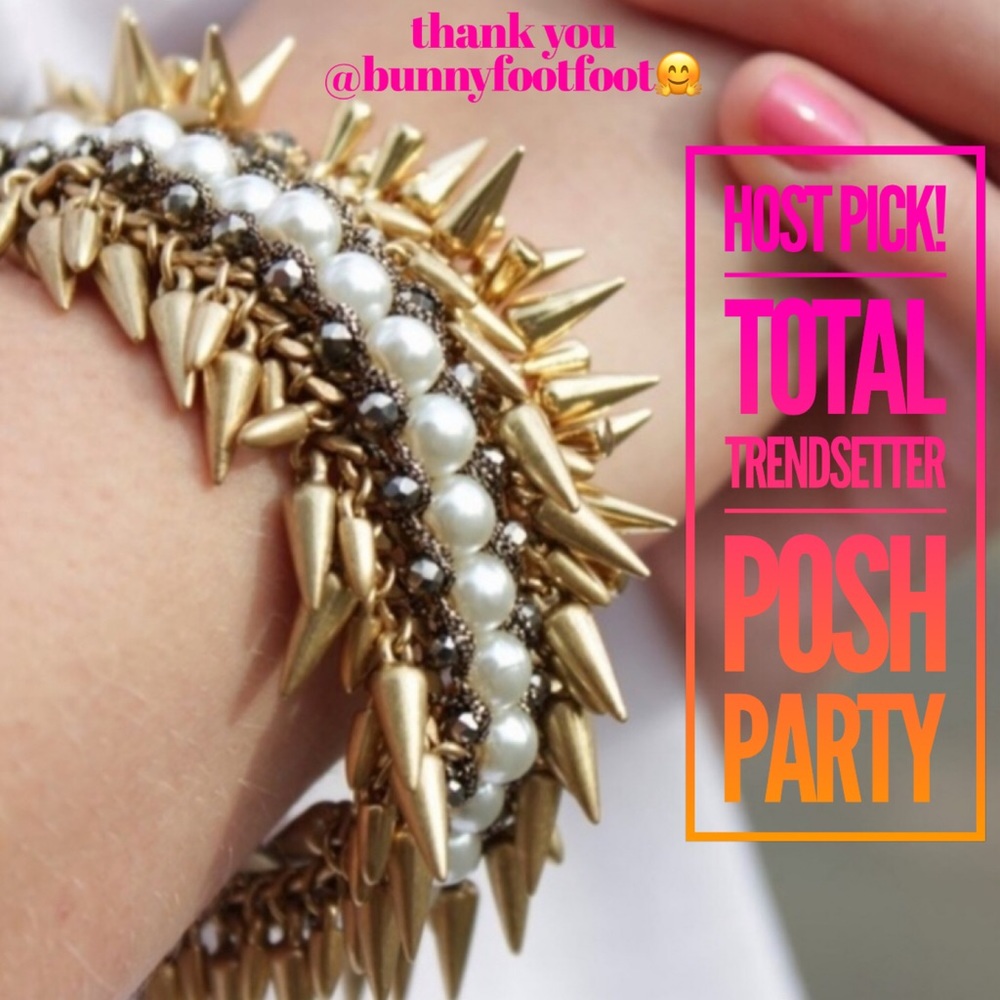 :: Stella & Dot | Pearl Drop & Hematite Vintage Gold Spiked Jacinthe Bra…